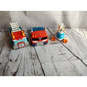 Playskool Heroes Transformers Rescue Bots Optimus Prime Fire Truck Helicopter